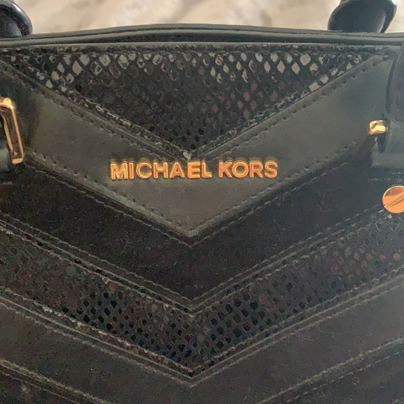 Michael Kors Black Leather and Suede Handbag - Picture 3 of 6